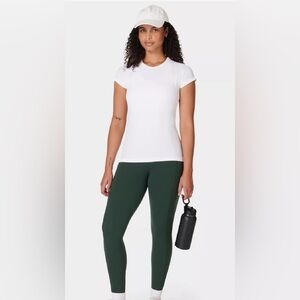 SWEATY BETTY LONDON ATHLETE SEAMLESS WORKOUT T-SHIRT SIZE US12 NWT WHITE